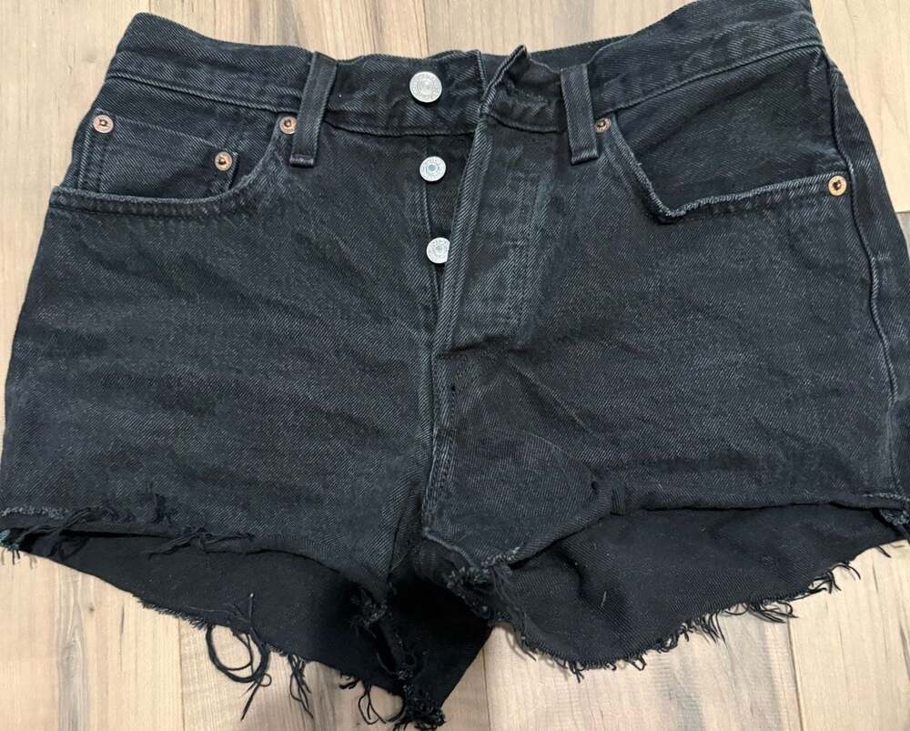 Levi's 501 Original Black Denim Cutoff Shorts Size 26